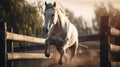 Illustration of a horse relaxing in the wild with other animals in the forest