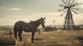 Illustration of a horse relaxing in the wild with other animals in the forest Royalty Free Stock Photo