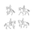 Illustration of Horse Riding. Hand drawn dressage horses vector sketch illustration