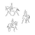Illustration of Horse Riding. Hand drawn dressage horses vector sketch illustration