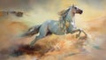 Illustration of a horse in full gallop, AI generative Royalty Free Stock Photo