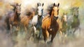 Illustration of horses running Royalty Free Stock Photo