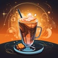 an illustration of a hot chocolate with whipped cream and marshmallows Royalty Free Stock Photo