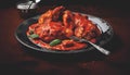 Hot Spicy Fred Chicken On Table created with Generative AI Technology