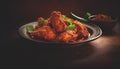 Hot Spicy Fred Chicken On Table created with Generative AI Technology