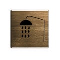 Hotel wooden badge with shower symbol