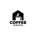 Illustration of a house with a coffee cup inside. good for coffee shop logo. coffee logo vector template Royalty Free Stock Photo