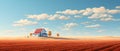 Illustration of a house standing alone in the middle of a field with the vast sky. It can convey many emotions and feelings such Royalty Free Stock Photo