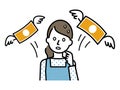 Illustration of a housewife who lost money Royalty Free Stock Photo