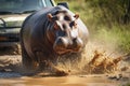 illustration, a huge aggressive hippo, ai generative