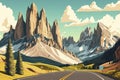 illustration, huge mountains of the italian alps ,generative ai