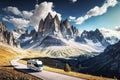 illustration, huge mountains of the italian alps ,generative ai