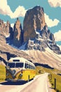 illustration, huge mountains of the italian alps ,generative ai