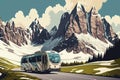 illustration, huge mountains of the italian alps ,generative ai