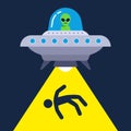 Illustration of human abduction by aliens.