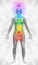 Human body aura with the seven chakras Royalty Free Stock Photo