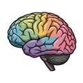 Llustration of a human brain divided into sections each colored differently Royalty Free Stock Photo