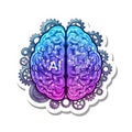 Artificial intelligence brain illustration with gears and circuit board elements symbolizing modern thinking and technology. Royalty Free Stock Photo