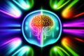 Generative AI art with Illustration of human brain and nervous system. Exploring the Neurons and Central Nervous System.