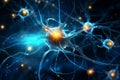 Illustration of human brain and neuron cells in detailed anatomy and physiology study Royalty Free Stock Photo
