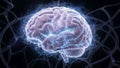 Illustration of a human brain surrounded by a network of interconn Royalty Free Stock Photo