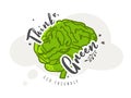 Illustration of human brain on white background. Royalty Free Stock Photo