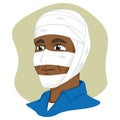 Illustration of a human head with bandages, afro descendant