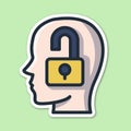 unlocked brain editable cartoon style sticker vector Royalty Free Stock Photo
