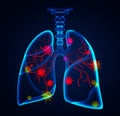 Illustration of human lungs affected with disease on background