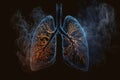 Illustration of human lungs surrounded by smoke. Fighting smoking or lung cancer. AI generated