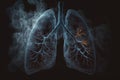 Illustration of human lungs surrounded by smoke. Fighting smoking or lung cancer. AI generated