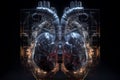 Illustration of a human organ, a mechanical heart in the future, on a black background Royalty Free Stock Photo
