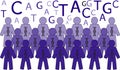 Illustration of human population carrying DNA - population genetics and genetic studies Royalty Free Stock Photo