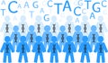 Illustration of human population carrying DNA - population genetics and genetic studies