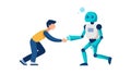 Human and Robot Handshake Collaboration, vector design Generative AI Royalty Free Stock Photo