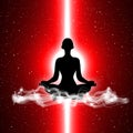 Illustration Human silhouette in yoga pose and meditation Royalty Free Stock Photo