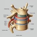 Illustration of a human vertebral column section. Features vertebral bodies, Royalty Free Stock Photo