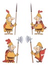 Illustration of humor cartoon knights set