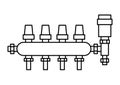 Illustration of hydronic manifold. Industrial image of plumbing object.