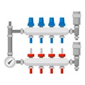 Illustration of hydronic manifolds. Industrial image of plumbing object. Royalty Free Stock Photo