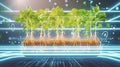 Futuristic Hydroponic Garden with Digital Elements Royalty Free Stock Photo