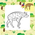 Illustration of hyena standing. Coloring page