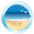 Illustration with I love you drawn on the beach Royalty Free Stock Photo