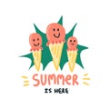 Illustration of ice cream cones. Summer sweetness, simple cartoon shape Royalty Free Stock Photo