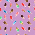 Illustration of ice cream seamless pattern Royalty Free Stock Photo