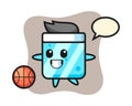 Illustration of ice cube cartoon is playing basketball Royalty Free Stock Photo