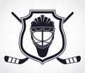 Ice-hockey goalkeeper helmet heraldry shield symbol Royalty Free Stock Photo