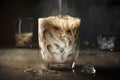 illustration, iced latte, summer drink served in a glass, ai generative