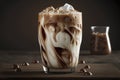 illustration, iced latte, summer drink served in a glass, ai generative