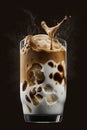 illustration, iced latte, summer drink served in a glass, ai generative
